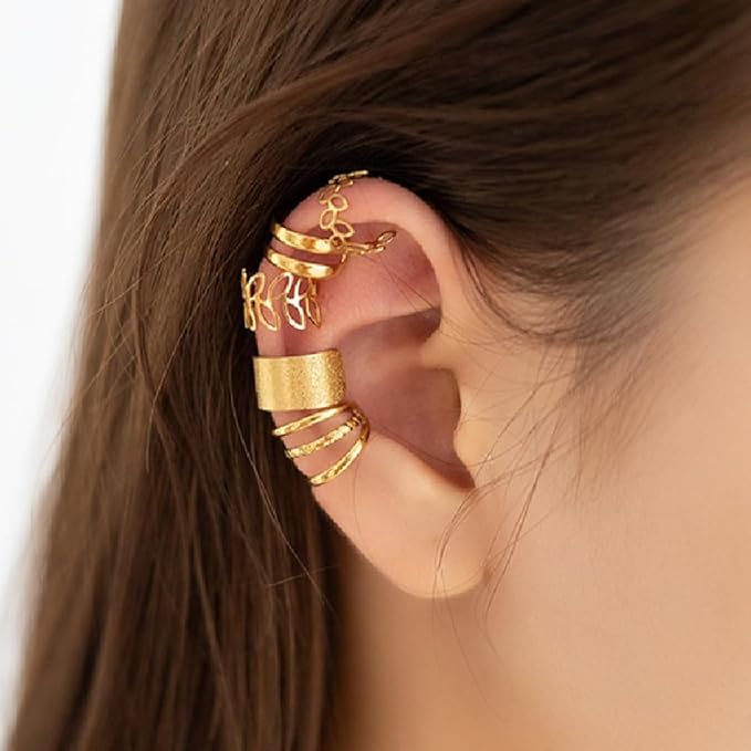 5 Pcs Ears Clip Sets Layered Non Piercing Fashion Cartilage Ears Jewelry Sterling Ear Cuff Earrings for Women