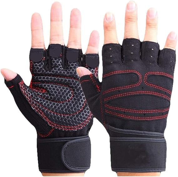 U-HOOME Workout Gloves with Wrist Support Anti-Slip Silica Gel Grip Adjustable Velcro Strap Weightlifting Gloves For Cross Fit Fitness Cycling XL