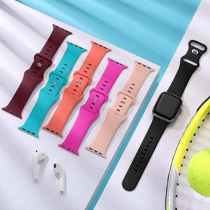 Sport Band for Apple Watch Bands for Women/Men 40mm 44mm 46mm 45mm 42mm 41mm 49mm iWatch Bands 38mm 42mm,Soft Waterproof Silicone Wristband Strap for Apple Watch series 10 9 8 7 6 5 4 3 SE Ultra/2