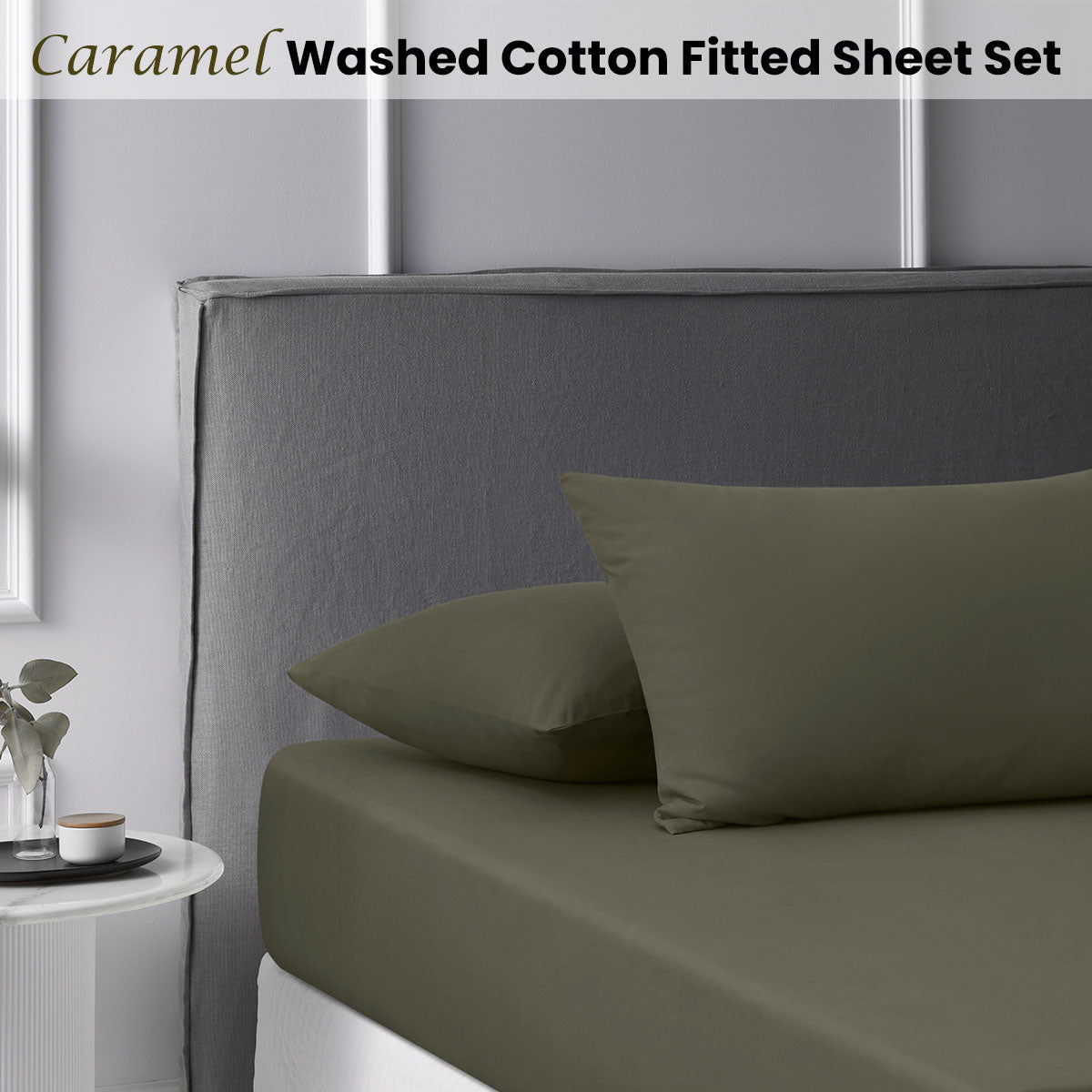 NNEDSZ Accessorize Caramel Washed Cotton Fitted Sheet Set King
