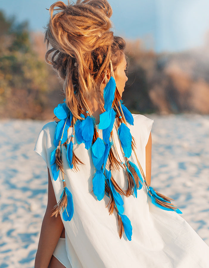 Hajékszer színes toll hajdísz Zöld AFROline (1db)-4