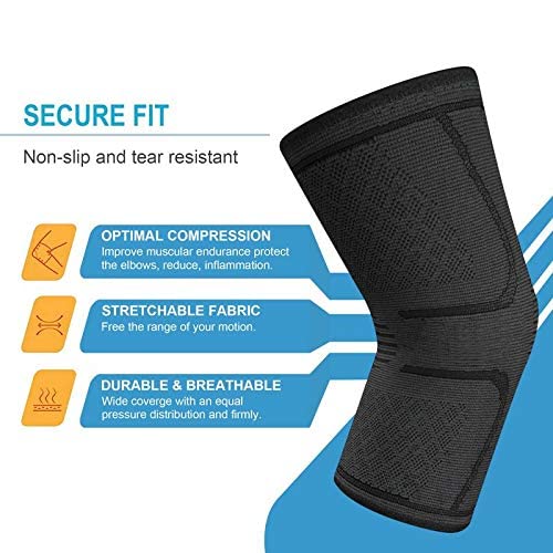 SCIENISH Knee Support, 2 Pack Anti Slip Knee Brace Sleeves Super Elastic