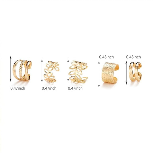 5 Pcs Ears Clip Sets Layered Non Piercing Fashion Cartilage Ears Jewelry Sterling Ear Cuff Earrings for Women