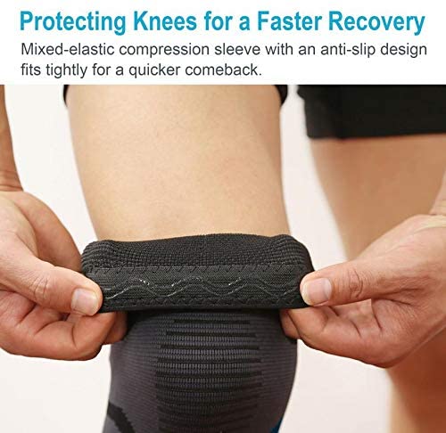 SCIENISH Knee Support, 2 Pack Anti Slip Knee Brace Sleeves Super Elastic