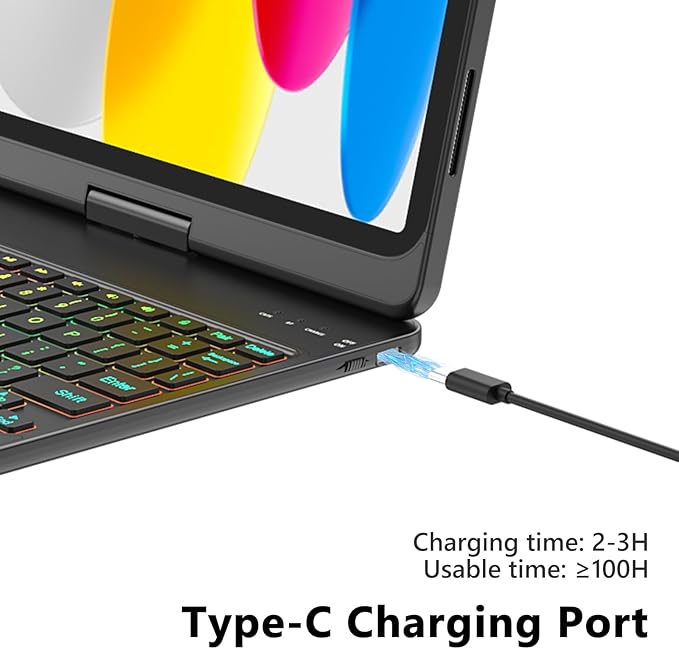 FUWANG Touch Keyboard Case for iPad (A16) 11th Generation 11 inch 2025&10th Gen 10.9 inch 2022, 360° Rotate for iPad 10th Generation Case with Keyboard, Backlit Keyboard Case with Pencil Holder, Black
