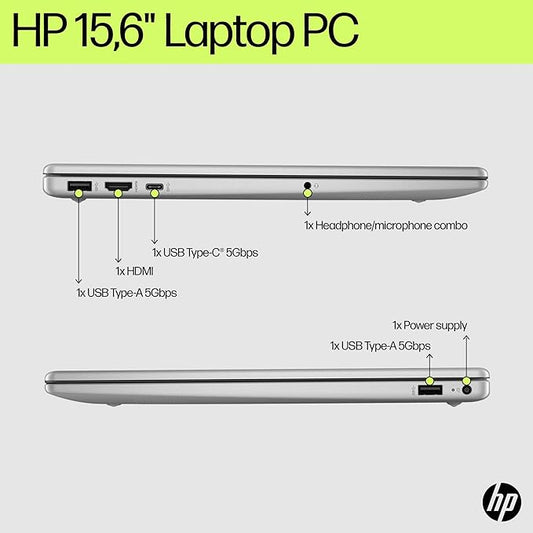HP Laptop 15-fd0029nx, 15.6" FHD, Intel Core i5-1334U (13th Gen), Intel Iris Xe Graphics, 8GB RAM, 512GB SSD, 2 Year Warranty, Windows 11 Home, Natural silver - 9P7P3EA