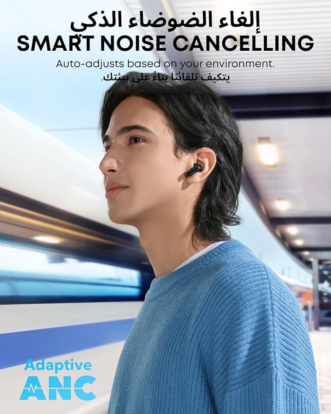 Soundcore P40i by Anker, Noise Cancelling Wireless Earbuds, Adaptive Noise Cancelling to Environments, Heavy Bass, 60H Playtime, 2-in-1 Case and Phone Stand, IPX5, Wireless Charging, Bluetooth 5.3