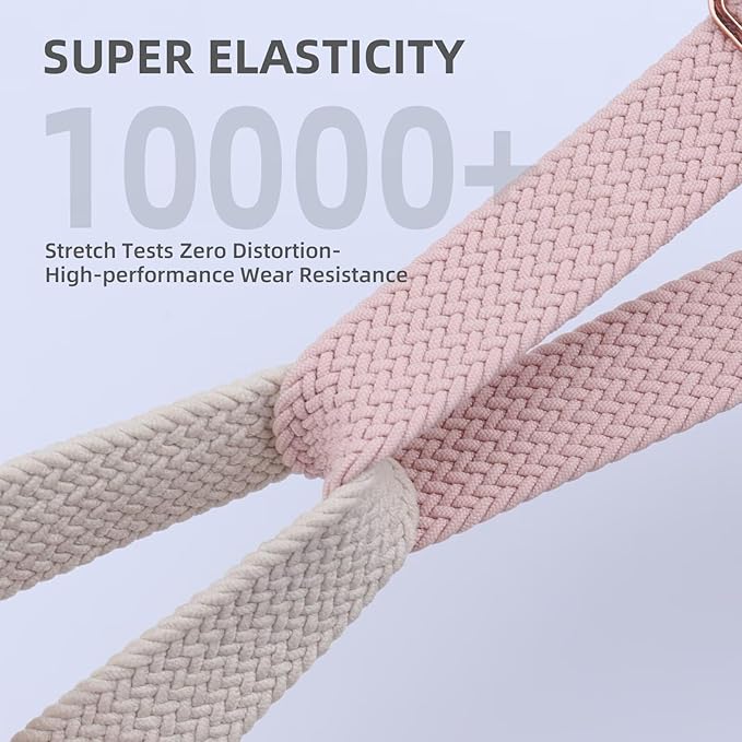 Braided Stretchy Solo Loop Compatible with Apple Watch Bands 38mm 40mm 41mm 42mm 44mm 45mm 46mm 49mm for Women Men, Nylon Elastic Straps Wristbands for iWatch Series 10 9 8 7 6 SE 5 4 3 2 Ultra