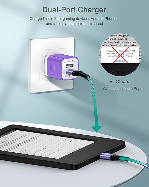 Micro USB Charging Cable, 1 Pack 6 Feet, Nylon Braided Android Charger Cord, Fast Charging Cable, Compatible with Galaxy S6 S7 Edge, Kindle, Android and Windows Smartphones - Purple