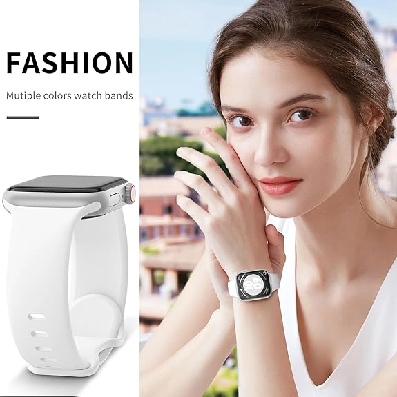 6 Pack Sport Bands Compatible with Apple Watch Band 38mm 40mm 41mm 42mm 44mm 45mm,Soft Silicone Waterproof Strap Wristbands Compatible with iWatch Apple Watch Series Ultra 8 7 6 5 4 3 2 1 SE Women Men