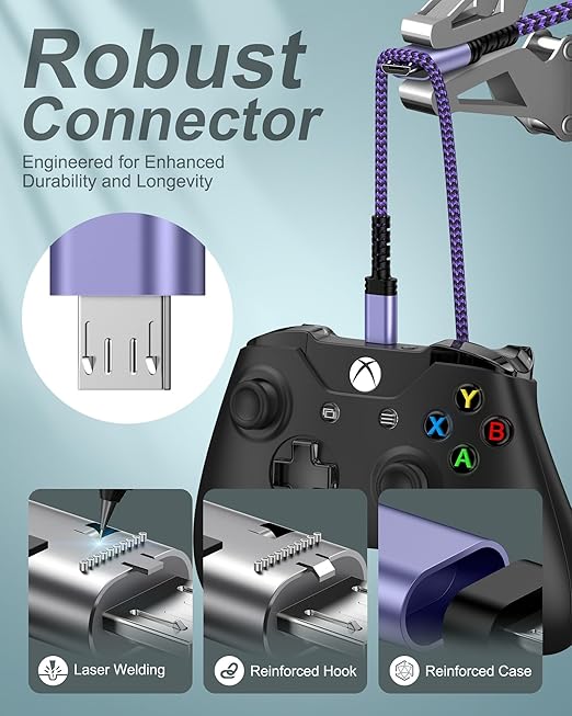 Micro USB Charging Cable, 1 Pack 6 Feet, Nylon Braided Android Charger Cord, Fast Charging Cable, Compatible with Galaxy S6 S7 Edge, Kindle, Android and Windows Smartphones - Purple