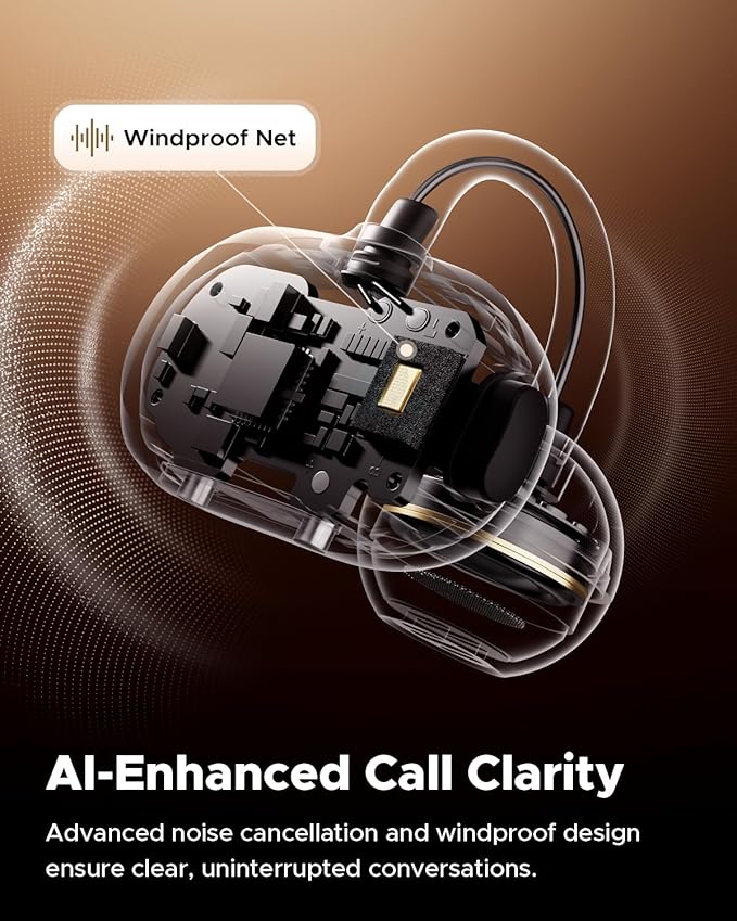 TRUEFREE C10 Clip-On Wireless Earbuds, Open-Ear Earphones, Bluetooth 5.4, 12mm Driver with Spatial Sound, 28H Playtime, IPX5 Water-Resistant, AI-ENC Clear Calls, Dual Connection, App Customizable