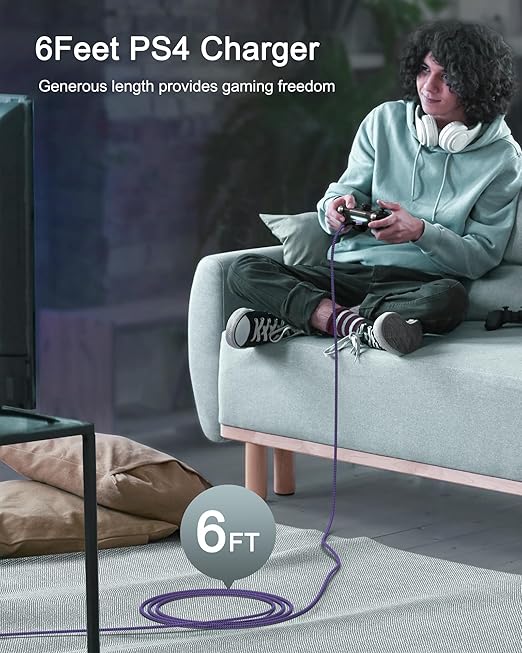 Micro USB Charging Cable, 1 Pack 6 Feet, Nylon Braided Android Charger Cord, Fast Charging Cable, Compatible with Galaxy S6 S7 Edge, Kindle, Android and Windows Smartphones - Purple